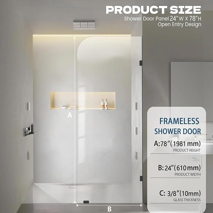 Bathroom Shower Door, 3/8" Glass Shower Doors - Image 3