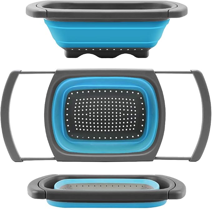 Qimh Colander Collapsible, Colander Strainer Over the Sink Food Colanders by Qimh