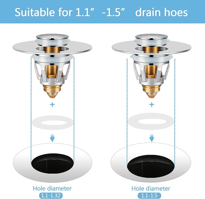 2Pcs Bathroom Sink Stoppers ，Pop Up Drain Stopper - Image 3