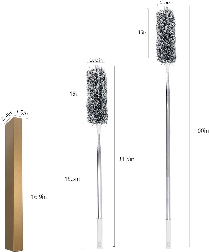 Lomida Microfiber Duster with Extension Pole, Extra Long 100 inches, with - Image 2