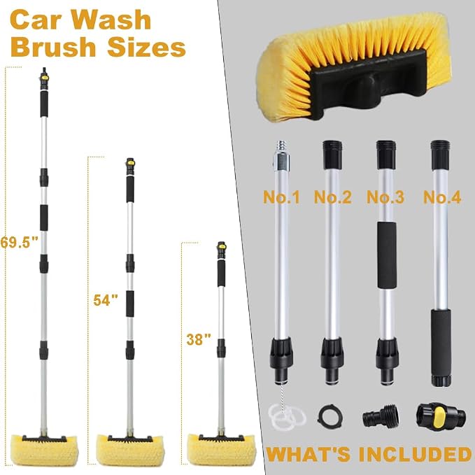 70" RV Wash Brush with Long Handle and 12" Soft Bristle Brush Head, Water - Image 5
