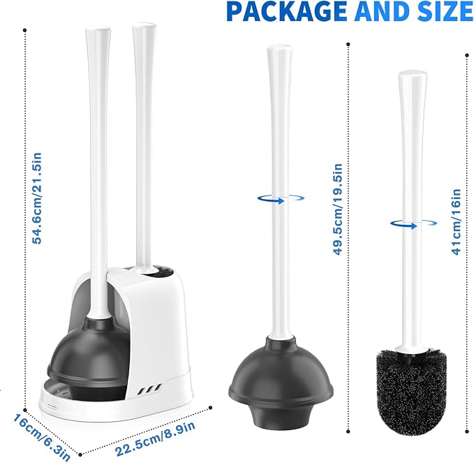 Toilet Plunger and Brush, Bowl Brush and Heavy Duty Toilet Plunger Set - Image 8