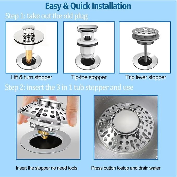 3-in-1 Bathtub Drain Stopper - Image 7