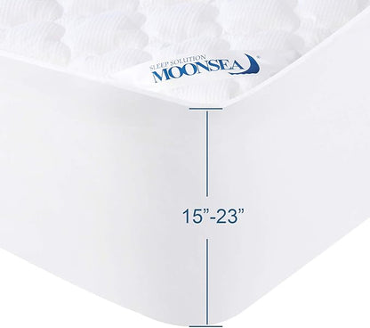 King Size Air Mattress Cover, Thick Quilted Mattress Topper King, Super Soft Breathable and Noiseless Down Alternative Fiber Pillow Top Mattress Pad with Deep Pocket Fits Up to 23 Inch Mattress
