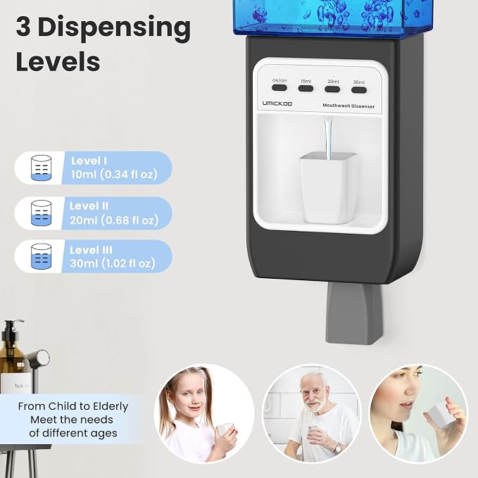 Auto-Mouthwash Dispenser for Bathroom - 700mL Rechargeable Wall-Mounted - Image 2