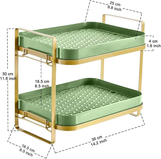 Cup Drying Rack Stand 2 Tier Organizer Countertop Station Shelf Strong Carbon - Image 2