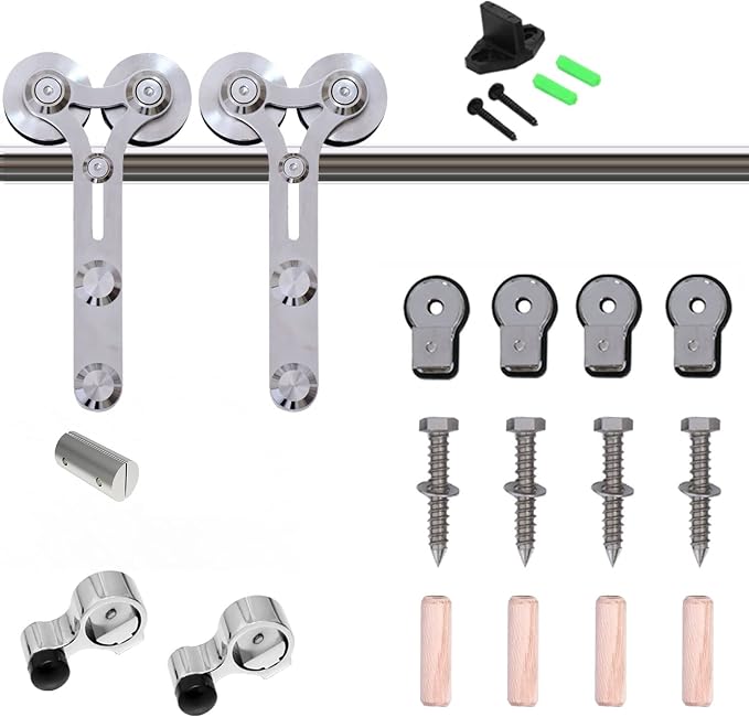 TSMST 5.5FT Sliding Barn Door Hardware Kit, Stainless Steel Heavy Duty Sturdy - Image 5