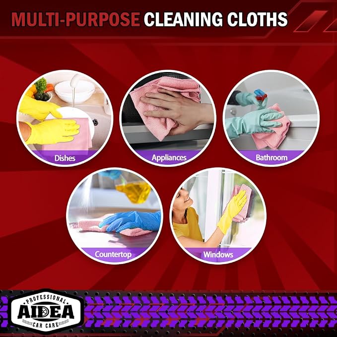 AIDEA Microfiber Cleaning Cloth Pink 20PK, Microfiber Towels - Image 7