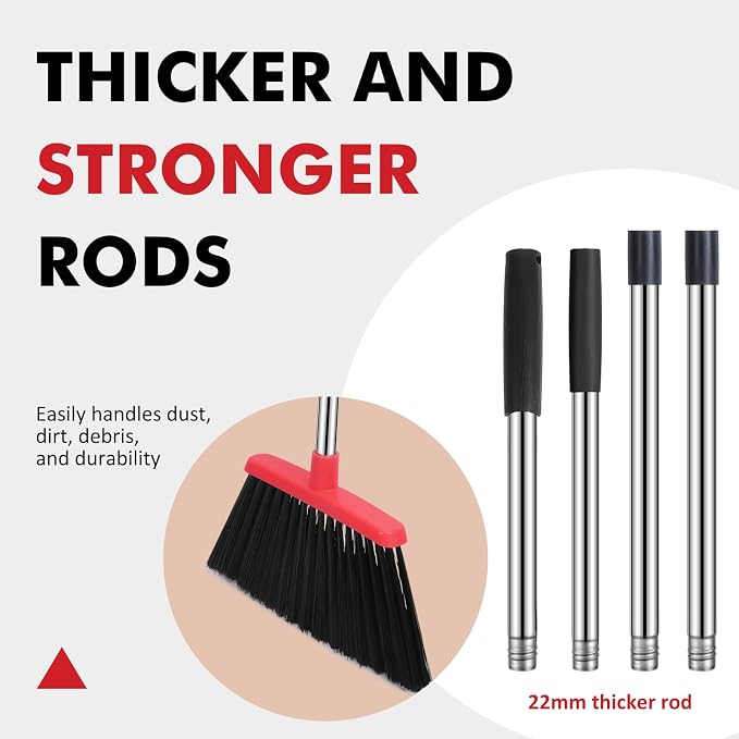 Heavy Duty Broom, 55 Inch Long Handle Outdoor Large Angle Brooms - Image 5