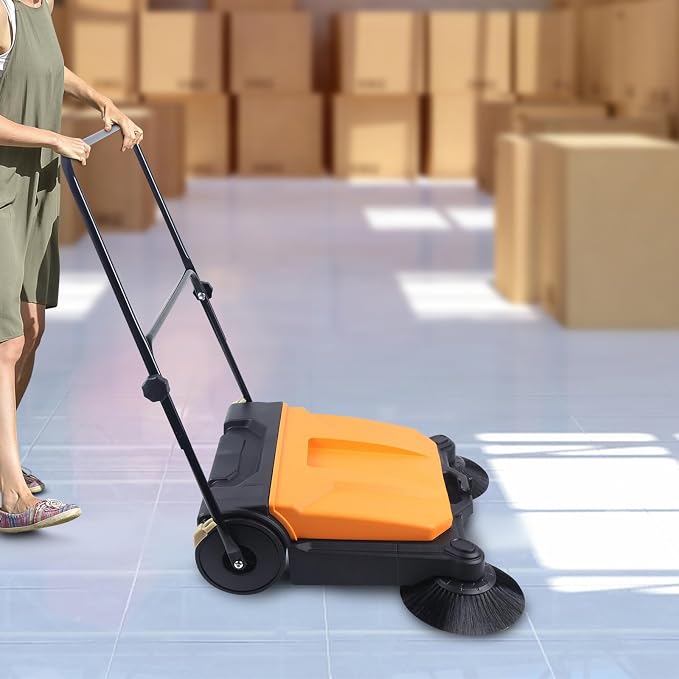 Walk Behind Outdoor Push Sweeper, 26 Inch 15L Walk-Behind Outdoor and Indoor - Image 7