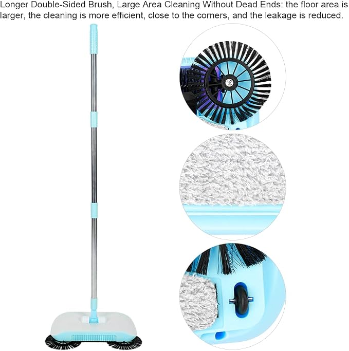Acouto Household Hand Push Sweeper Broom Pan Floor Tools e Hand Swee - Image 2