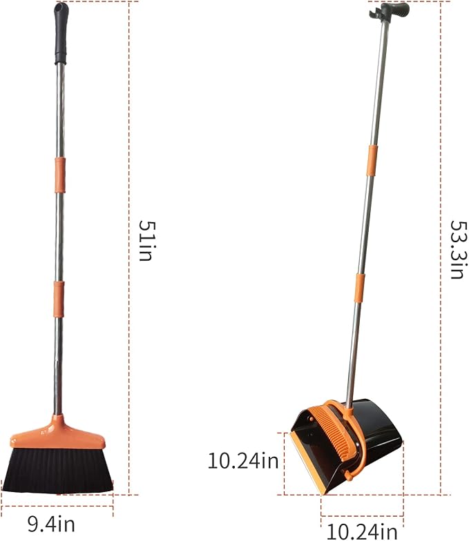 Broom and Dustpan Set for Home Long Handle Extendable Standing Dust Pan for - Image 6