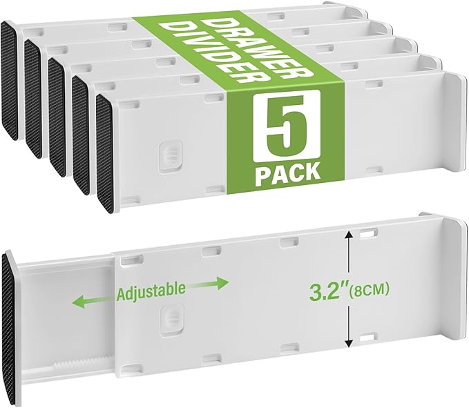 5 Pack Drawer Dividers 3.2" High Slim Organizers Expandable 10.8-17.9" by Unknown