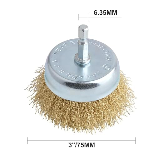 Gunpla 3" Wire Cup Brush with 1/4" Hex Shank Hardened Brass Steel Crimp Wheel - Image 2