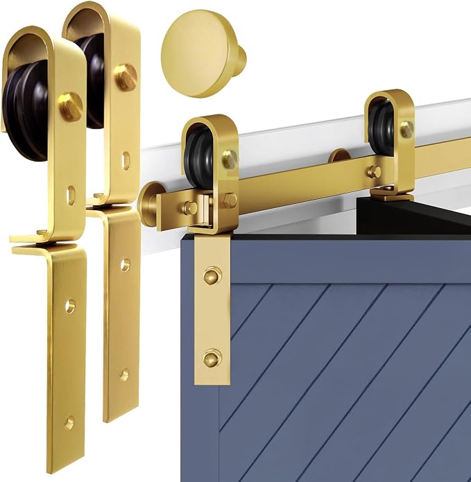 Rio Salto Gold Bifold Sliding Barn Door Hardware Kit Heavy Duty Metal Track by RioSalto