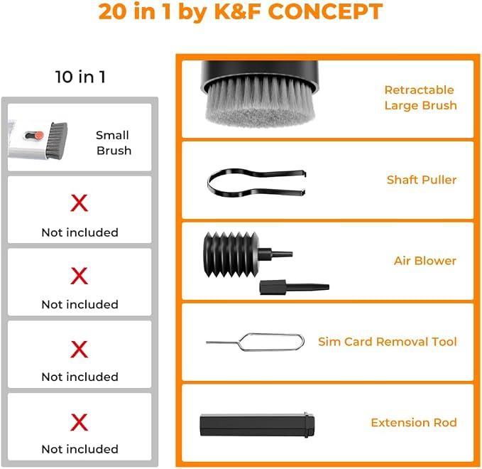 K&F CONCEPT 20-in-1 Keyboard Cleaning Kit Laptop Cleaner, - Image 3