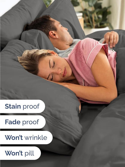 Extra Deep King Sheet Set - 6 Piece Breathable & Cooling Sheets - Hotel Luxury Bed Sheets Set - Easy & Secure Fit - Soft, Wrinkle Free & Comfy Sheets Set - Charcoal Sheet Set with Extra Deep Pockets