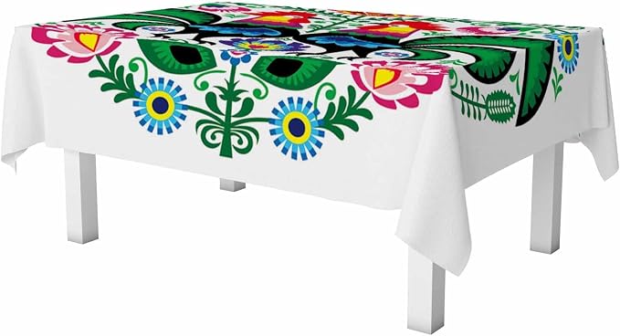 Rooster Table Cloth Rectangle Table Polish Folk Art Floral Leaves Flowers Cock - Image 6