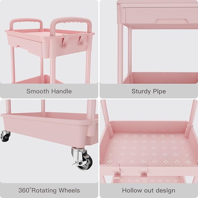 REBECAT 3 Tier Rolling Utility Cart - Image 4