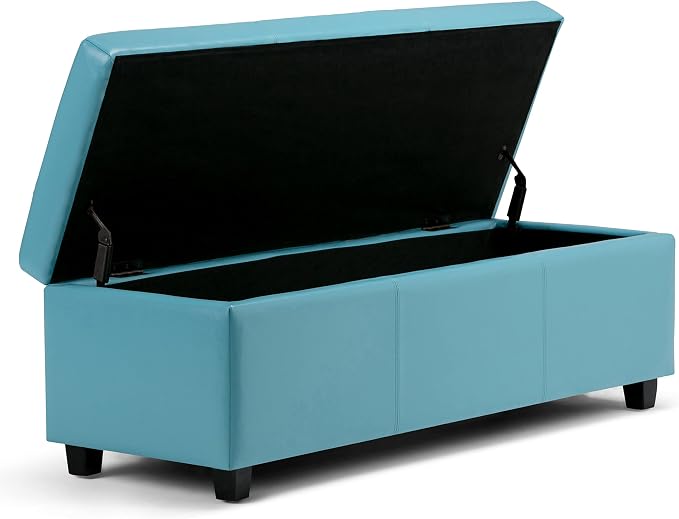 SIMPLIHOME Avalon 48 inch Wide Contemporary Rectangle Storage Ottoman Bench in - Image 4