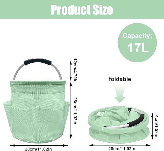 17L Cleaning Caddy with Handle, Foldable Cleaning Supply Caddy with 6 Pockets - Image 2