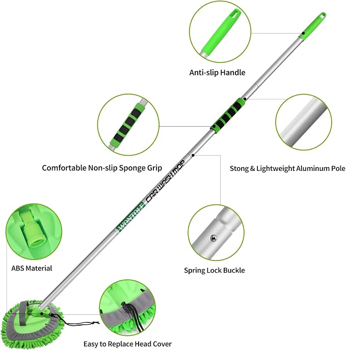 62'' Car Wash Brush with Long Handle Chenille Microfiber Car Wash Mop Mitt Kit - Image 7