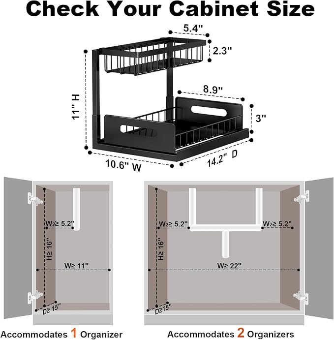 REALINN Under Sink Organizer, Pull Out Cabinet Storage 2 Tier Slide Out Sink - Image 2