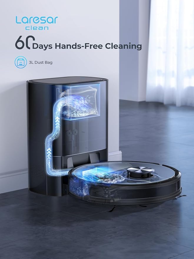 Robot Vacuum and Mop, 5000Pa Self-Emptying Robot Vacuum, Smart Lidar Navigation - Image 3