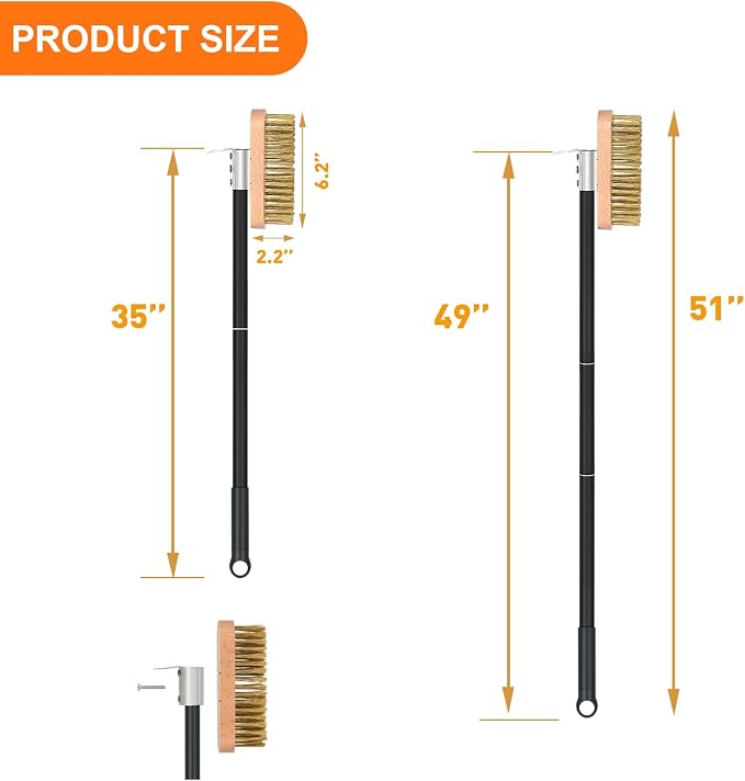 Pizza Oven Brush with Scraper, Brass Bristles Grill Brush with 33 or 47 Inch - Image 2