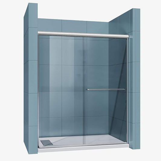 SUNNY SHOWER Semi-Frameless Shower Doors 1/4" Glass Sliding Shower Enclosure - Image 2