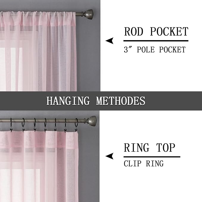Tollpiz Sheer Curtains Linen Textured Bedroom Curtain Sheers Light Filtering - Image 5