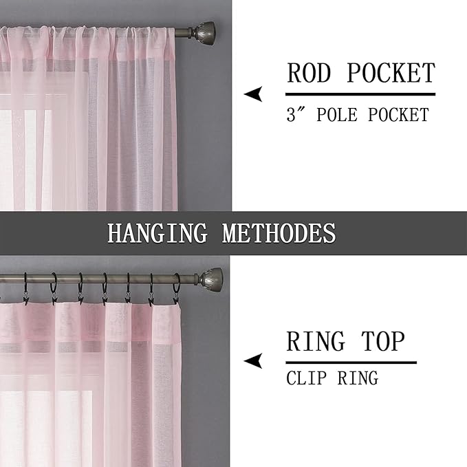 Tollpiz Sheer Curtain Linen Textured Living Room Curtains Sheer Light Filtering - Image 5