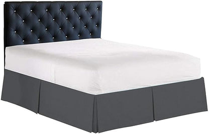 Bed Skirt - 100% Cotton 800 Thread Count Box Pleated Bed Skirt - Luxury Pleated Dust Ruffle, Hotel Quality Modern Bed Skirt, Easy Fit with 12 Inch Tailored Drop, Twin, Dark Grey
