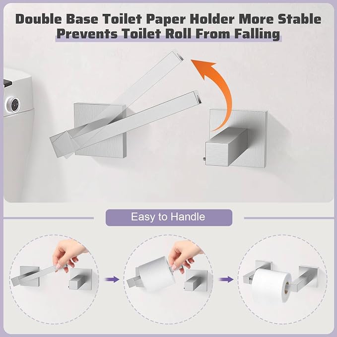TNOMS Brushed Nickel Towel Bar Set, 5-Piece Bathroom Hardware Set Includes - Image 2