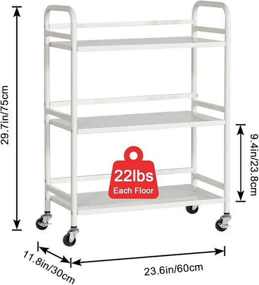 HDANI 3 Tier Metal Utility Multipurpose Rolling Cart, Large Capacity Heavy Duty - Image 2
