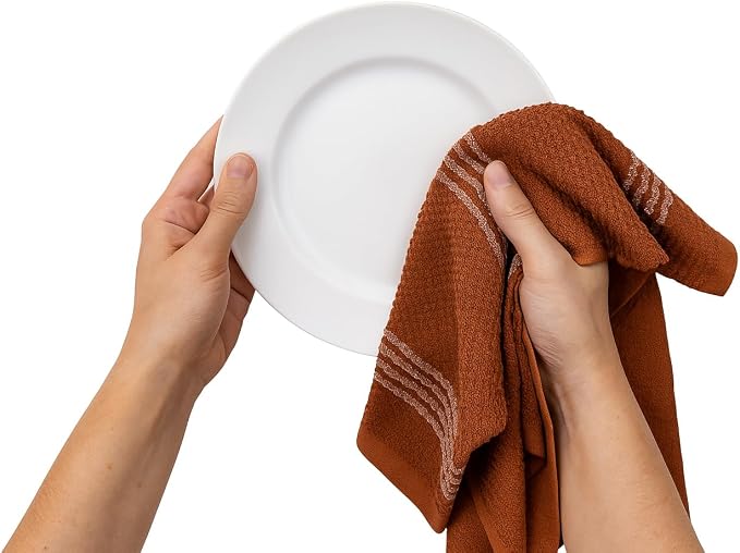 Serafina Home Terracotta Orange Rust Kitchen Hand Dish Towels: Oversized 18" x - Image 5