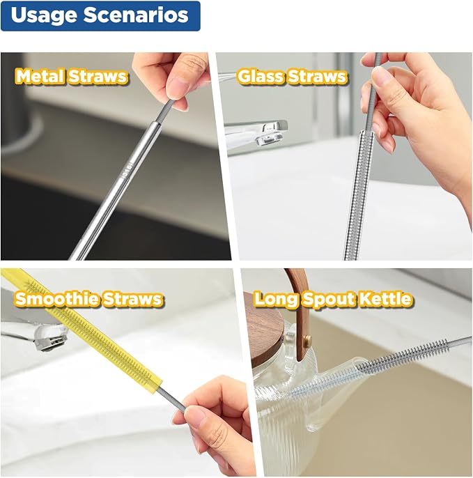 YOTIME Silicone Straw Cleaner Brush, Non-slip Handle Soft and Bendable - Image 6