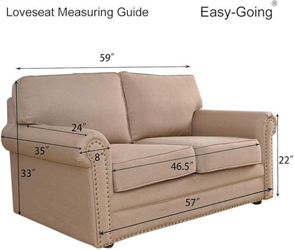 Easy-Going Reversible Loveseat Couch Cover for 2 Cushion Couch Sofa Cover for Dogs Water Resistant Furniture Protector with Foam Sticks Elastic Straps for Pet (Loveseat, Chocolate/Beige)