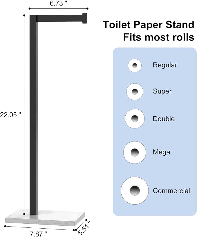 Free Standing Toilet Paper Holder Stand Matte Black SUS 304 Stainless Steel - Image 3