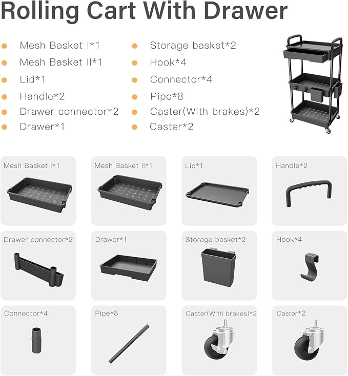 3 Tier Rolling Utility Cart - Image 4