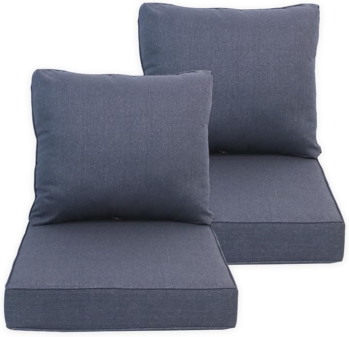 Goodgoods 24x28 inch Outdoor/Indoor Deep Seat Cushions Set of 2 Deep Seat Bottom Resilient Foam Filling Water Repellent Stain-Resistant UV Resistant Weather Resistant Patio Furniture Sky