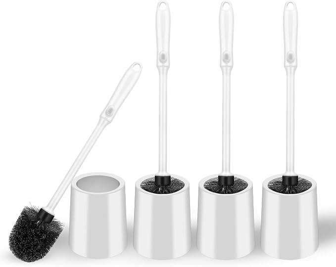 Toilet Brush and Holder Set, 4 Pack Long Handle Non-Slip Grip Toilet Bowl Brush​ by AONEZ