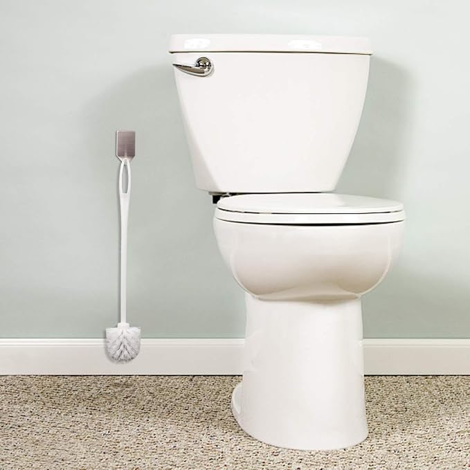 Toilet Brush White Soft Bristle Long Handle Toilet Brush and Holder Eco Plastic - Image 2