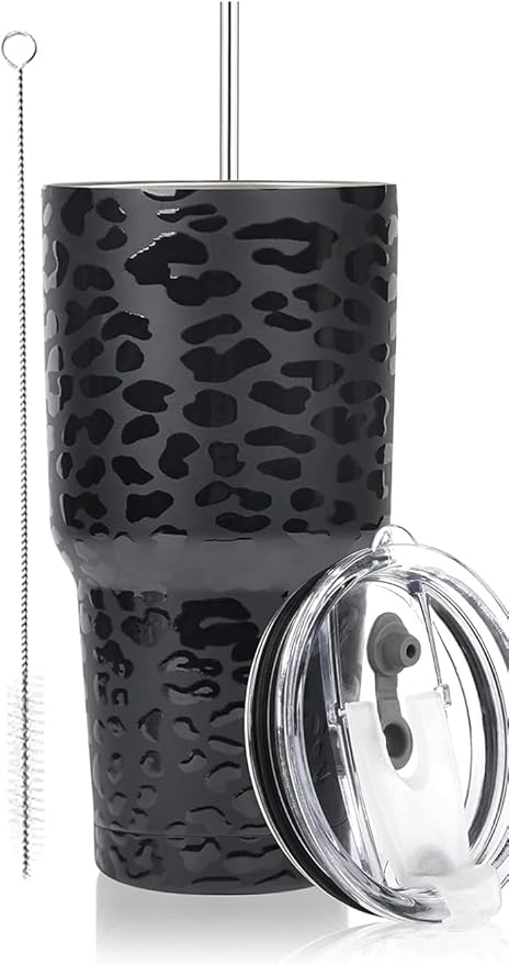 D·S 30oz Black Leopard Tumbler Stainless Steel Insulated Travel Mug by D%C2%B7STUMBLER