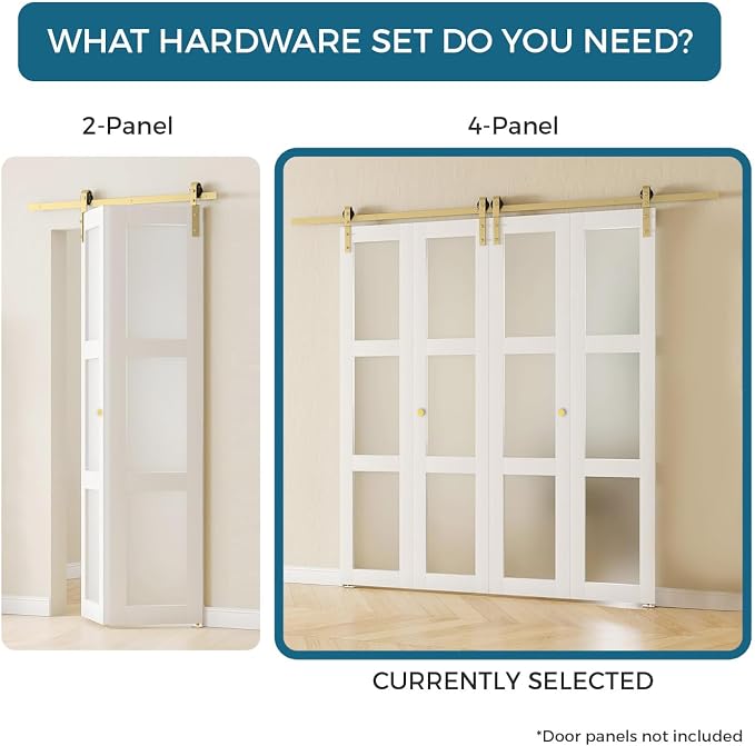Rio Salto Gold Bifold Sliding Barn Door Hardware Kit Heavy Duty Metal Track - Image 5