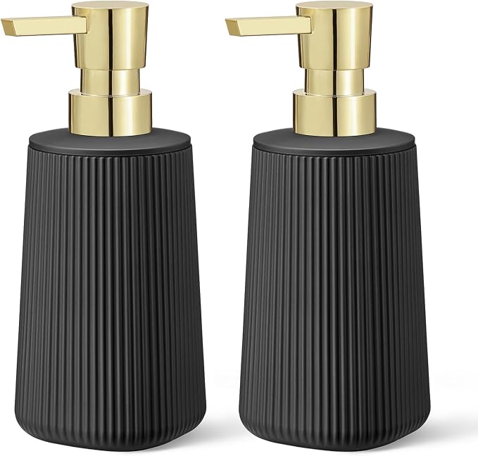 Black and Gold 2 Pack Hand Soap Dispensers by zuxzmj