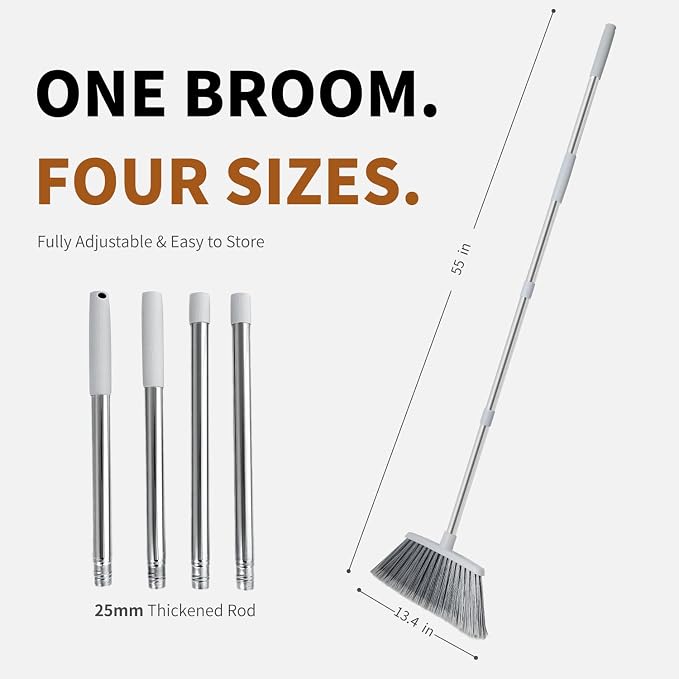 Broom, Outdoor Brooms for Sweeping Indoor, Adjustable 55" Pet Hair Removal - Image 6
