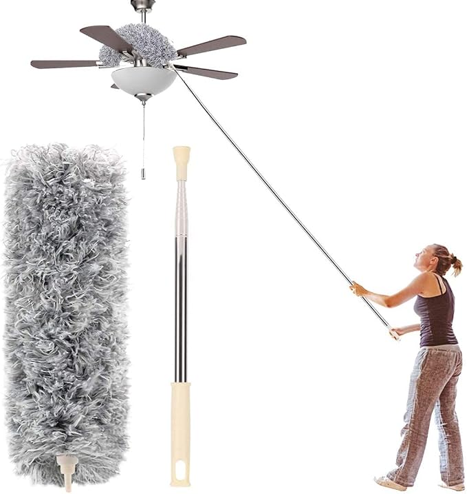 Microfiber Duster with Extension Pole 30 to 100'', with Bendable Head, by Azun