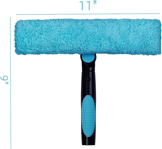 11" Window Squeegee and Microfiber Scrubber 2-in-1 Combo Cleaning Tools - Image 3