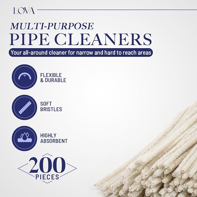 LOVA Soft Bristle Tobacco Pipe Cleaners, Mouthpieces, Reusable Straws & Narrow - Image 4